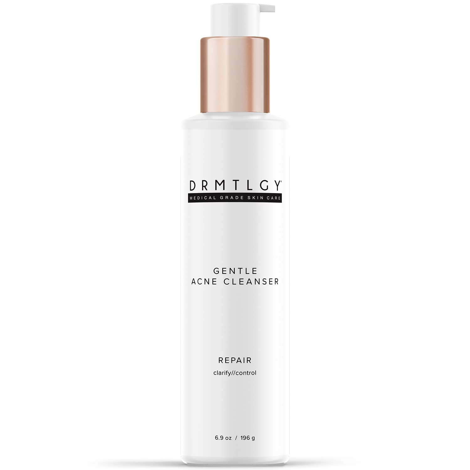 DRMTLGY Acne Cleanser bottle pour demonstrates oil-control for clearer skin