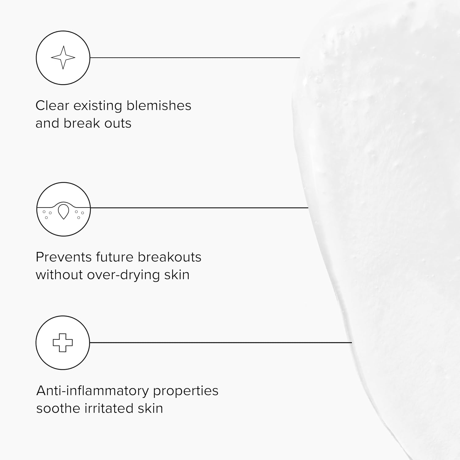 DRMTLGY Acne Cleanser closeup showing foam on skin for pore care