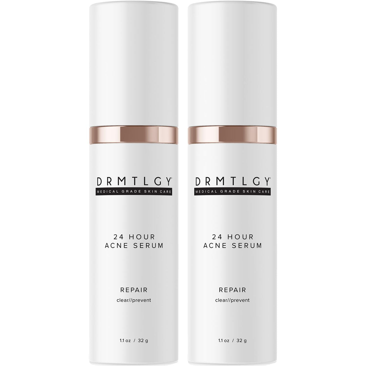 DRMTLGY acne-spot-treatment-bottle targets blemishes quickly for on-the-go care.
