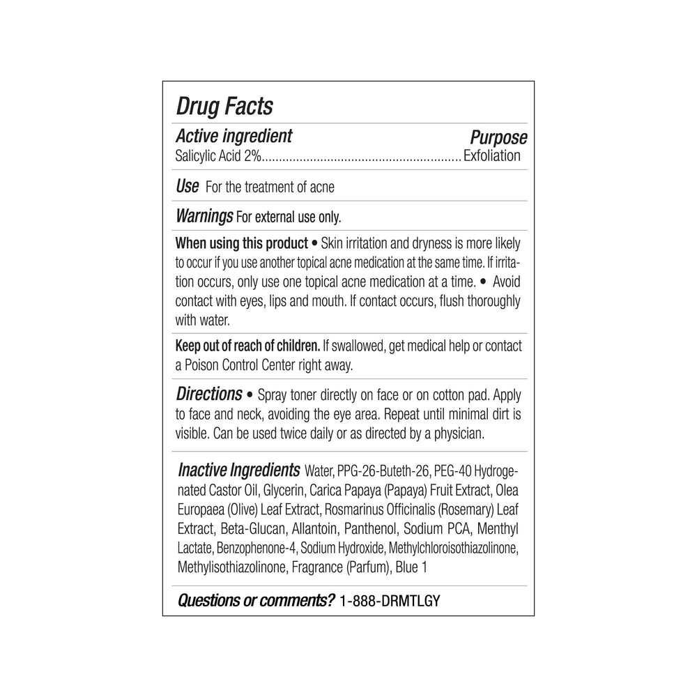 DRMTLGY BHA Clarifying Toner glass bottle on counter highlights premium pore care