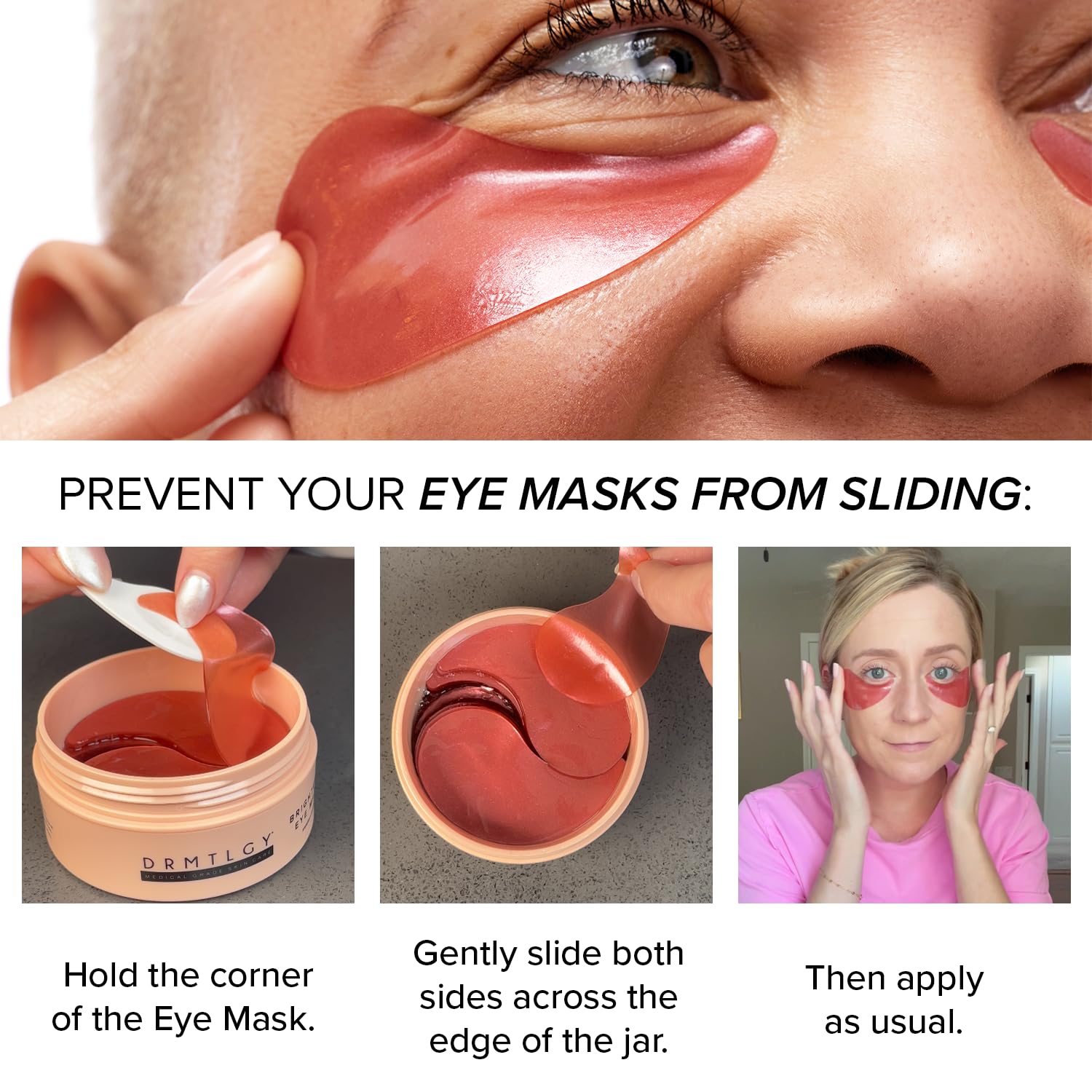 DRMTLGY Brightening Eye Masks under-eye patches on skin for depuff.