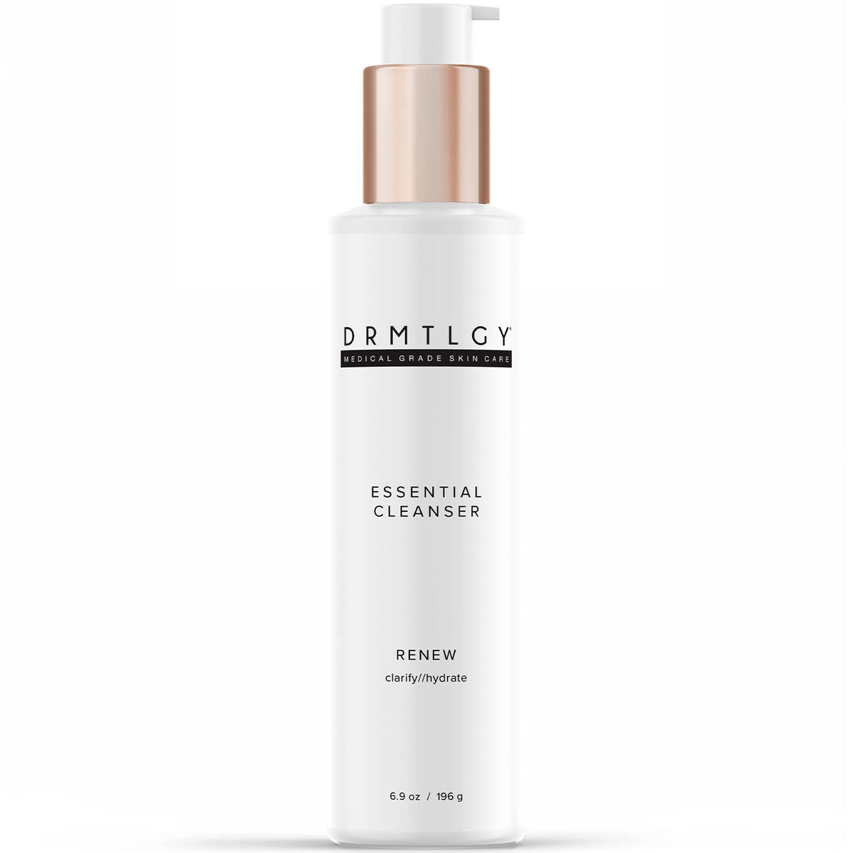 DRMTLGY essential cleanser bottle pump for daily cleansing with gentle hydration.