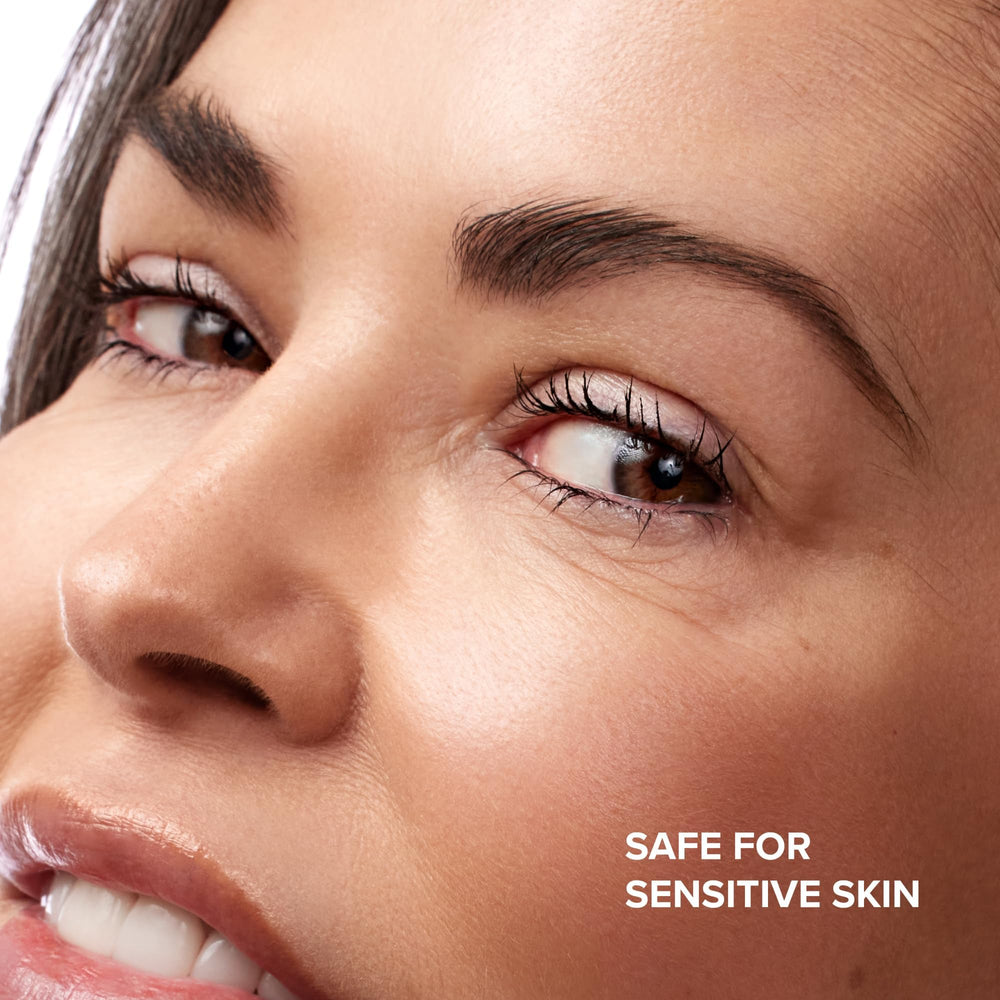 DRMTLGY HPR Eye Cream application dots illustrate precise under-eye targeting for brightening.
