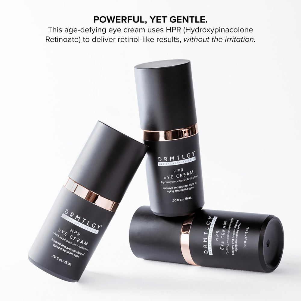 DRMTLGY HPR Eye Cream with peptides and vitamins signals nourishing care.