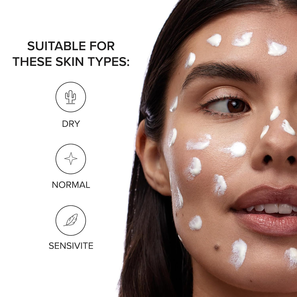 Closeup of DRMTLGY Peptide Night Cream showing plump, hydrated-looking skin
