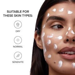 Closeup of DRMTLGY Peptide Night Cream showing plump, hydrated-looking skin