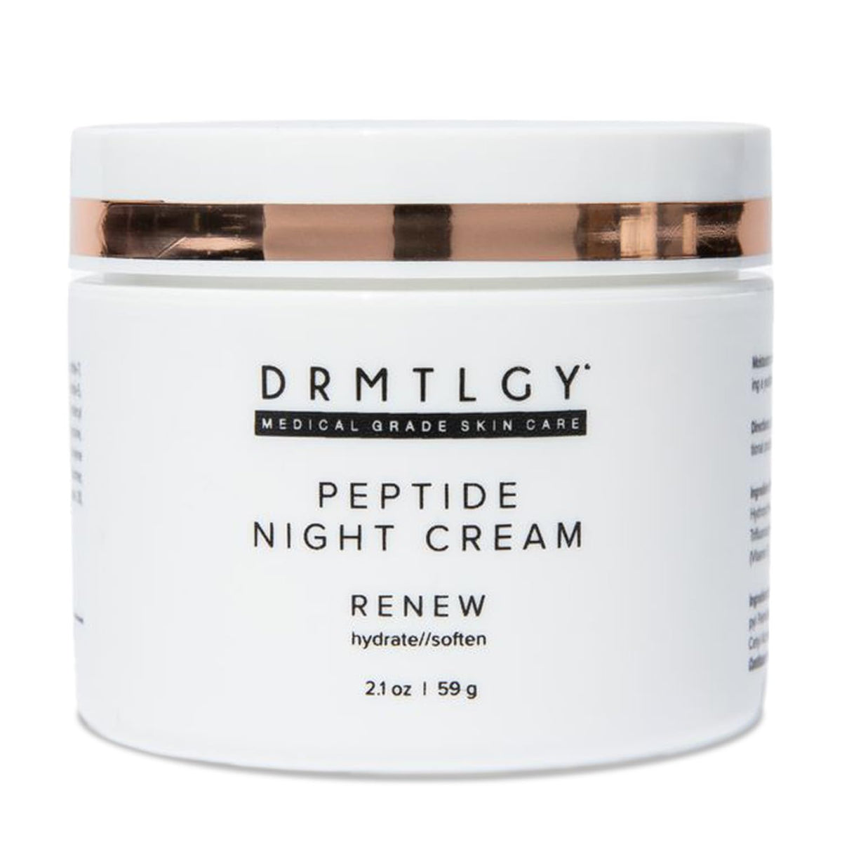 DRMTLGY Peptide Night Cream texture closeup showing rich hydration and smooth finish