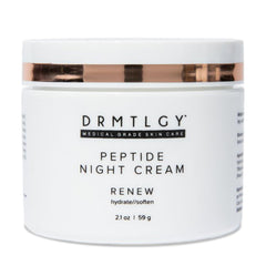 DRMTLGY Peptide Night Cream texture closeup showing rich hydration and smooth finish