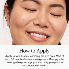 Water-resistant up to 80 minutes icon with DRMTLGY tinted moisturizer for outdoor wear.