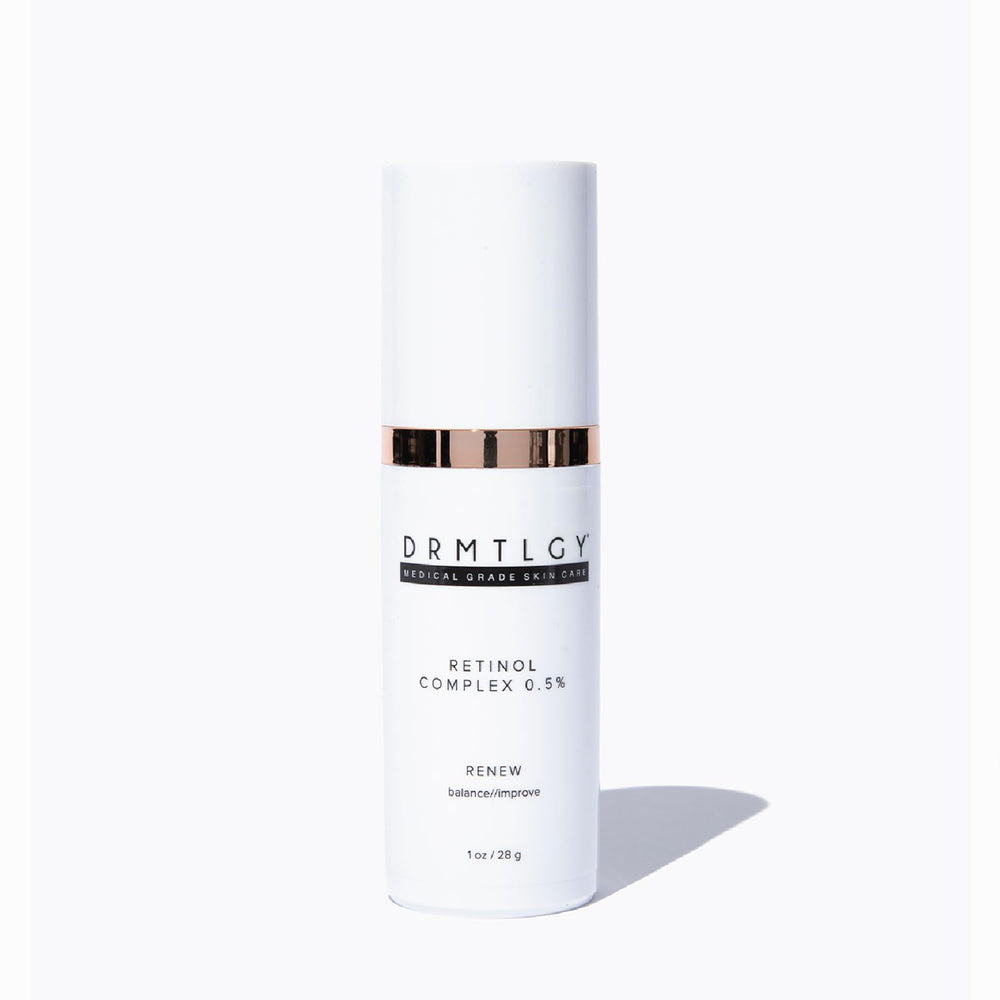 DRMTLGY retinol serum bottle closeup showing premium anti-wrinkle formula