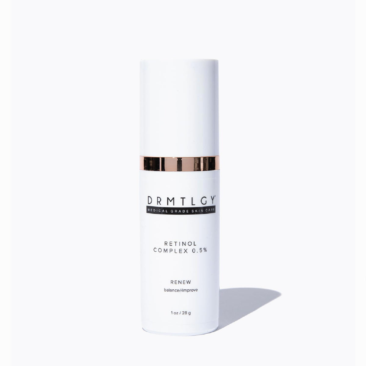 DRMTLGY retinol serum bottle closeup showing premium anti-wrinkle formula
