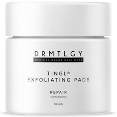 DRMTLGY Tingl Pads package highlighting all in one exfoliation and oil control