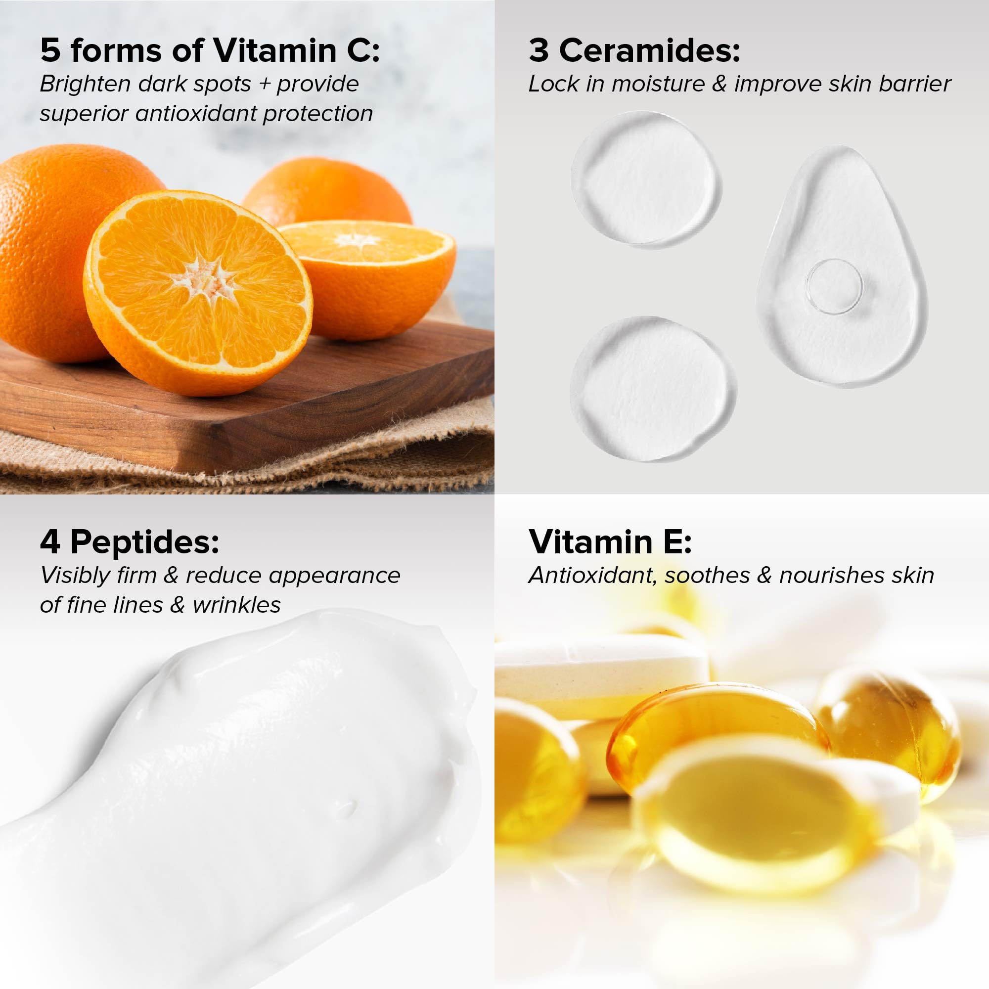 DRMTLGY Vitamin C Moisturizer ingredients showing five forms.