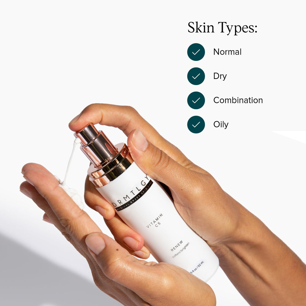 DRMTLGY Vitamin C Moisturizer cream texture on skin absorbing quickly.