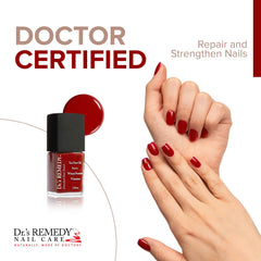 Dr.'s Remedy Rescue Red brush applies smooth coat for quick-dry, high-shine nails.
