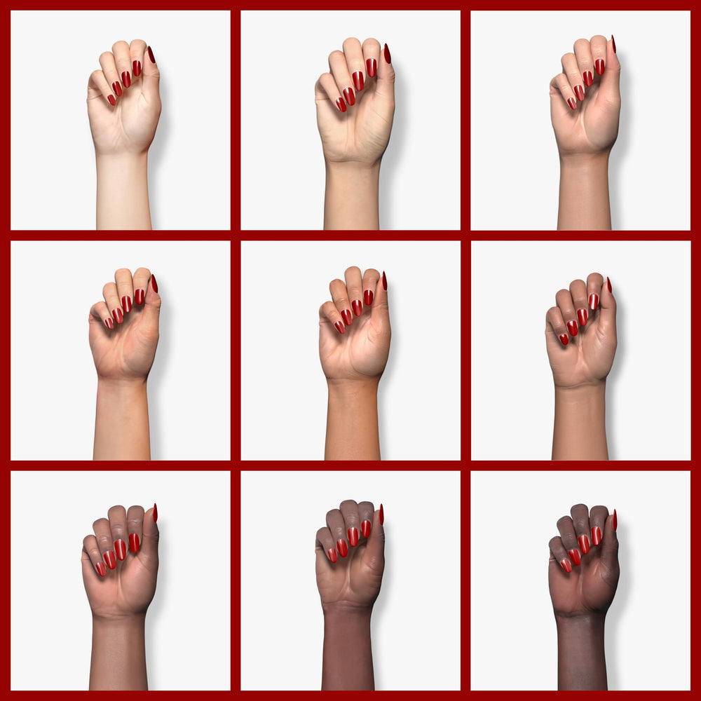Dr.'s Remedy Rescue Red swatch displays rich vegan-friendly shade with doctor-formulated care.