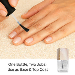 Dr.'s Remedy TOTAL two-in-one brush stroke showing base coat protection and top coat shine