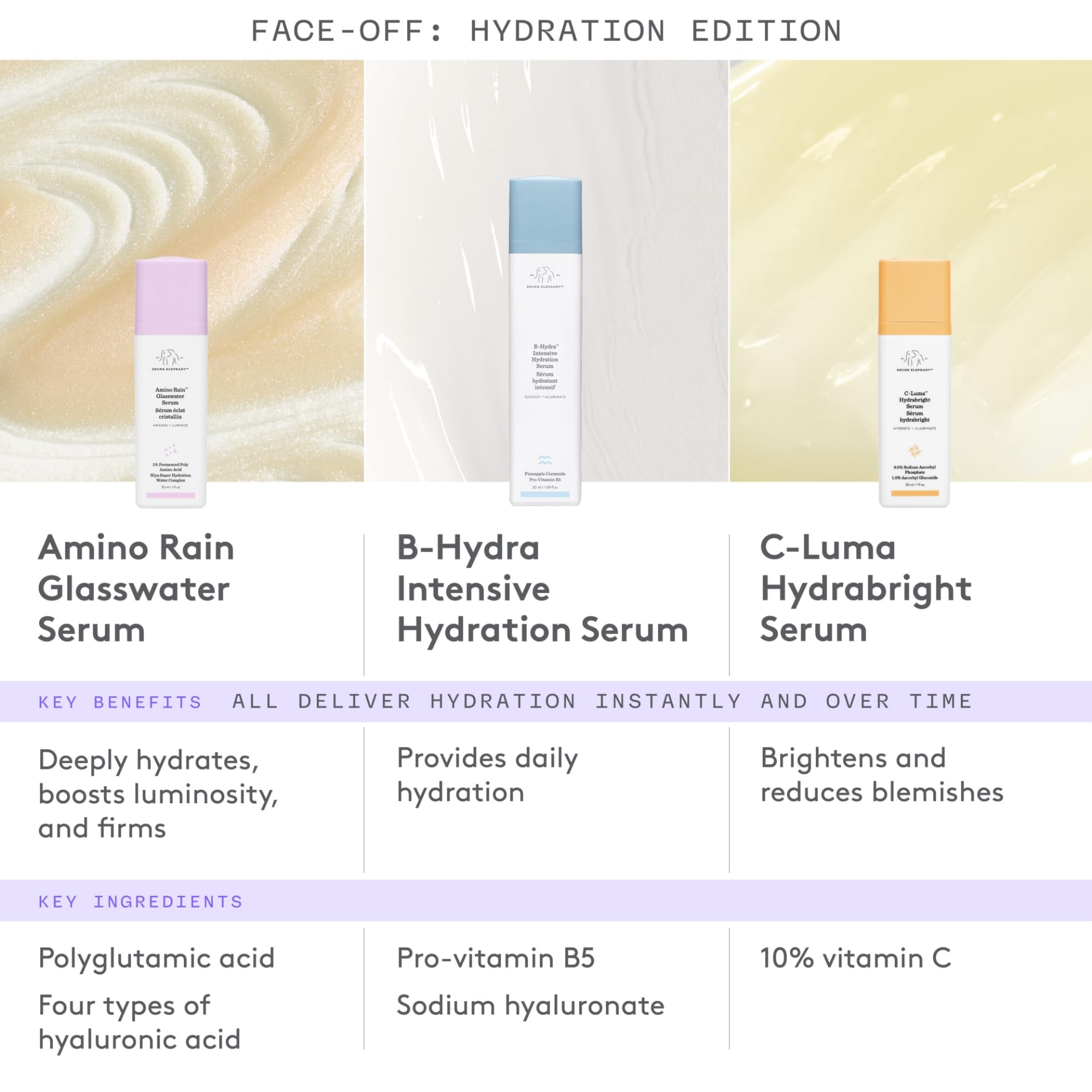 Drunk Elephant Amino Rain pre-makeup glow for natural base.
