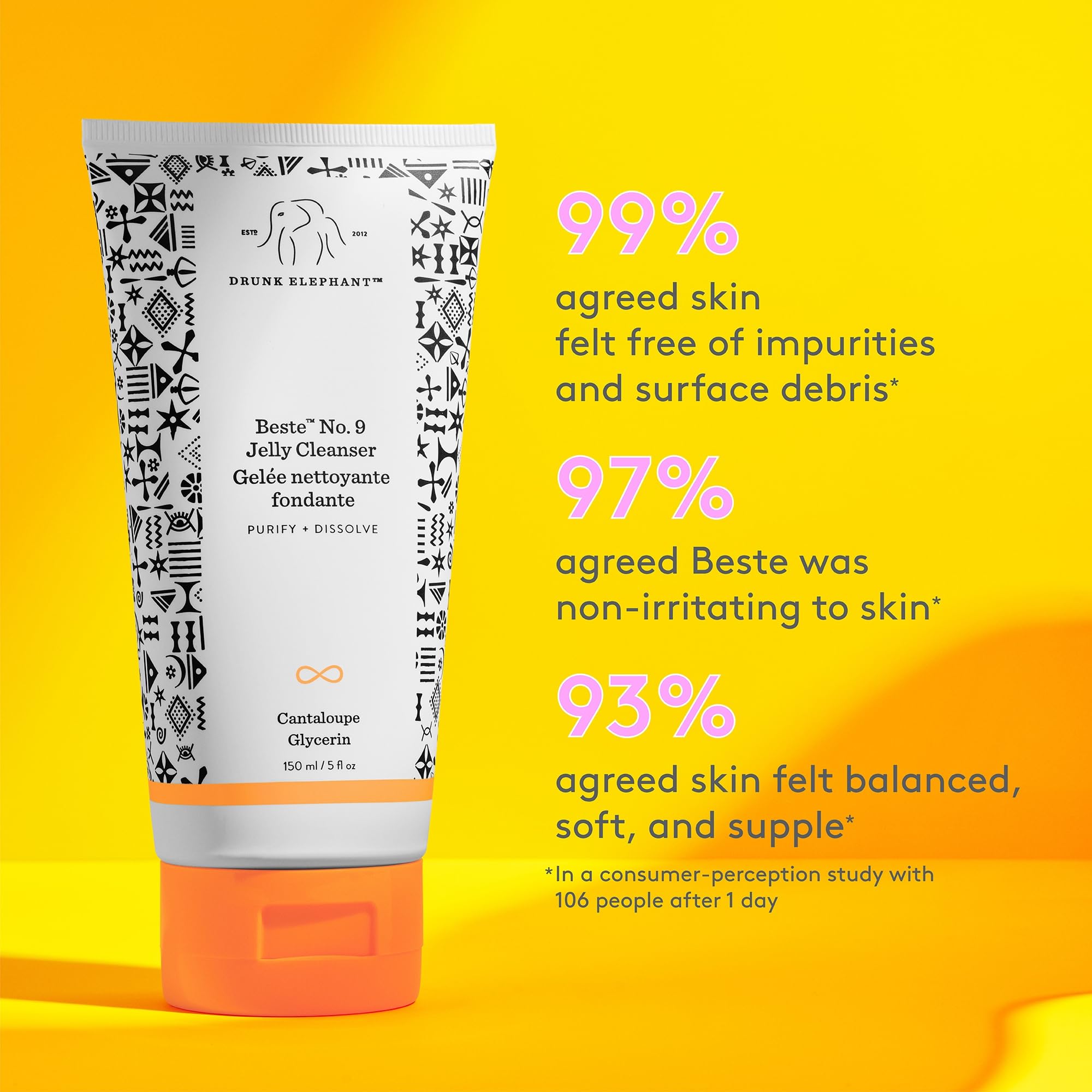 Drunk Elephant Beste No. 9 Jelly Cleanser hands applying lather for gentle cleansing