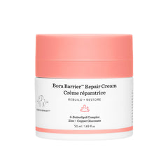 Drunk Elephant Bora Barrier Repair Cream jar front highlights ultra-rich hydration for dry skin support.