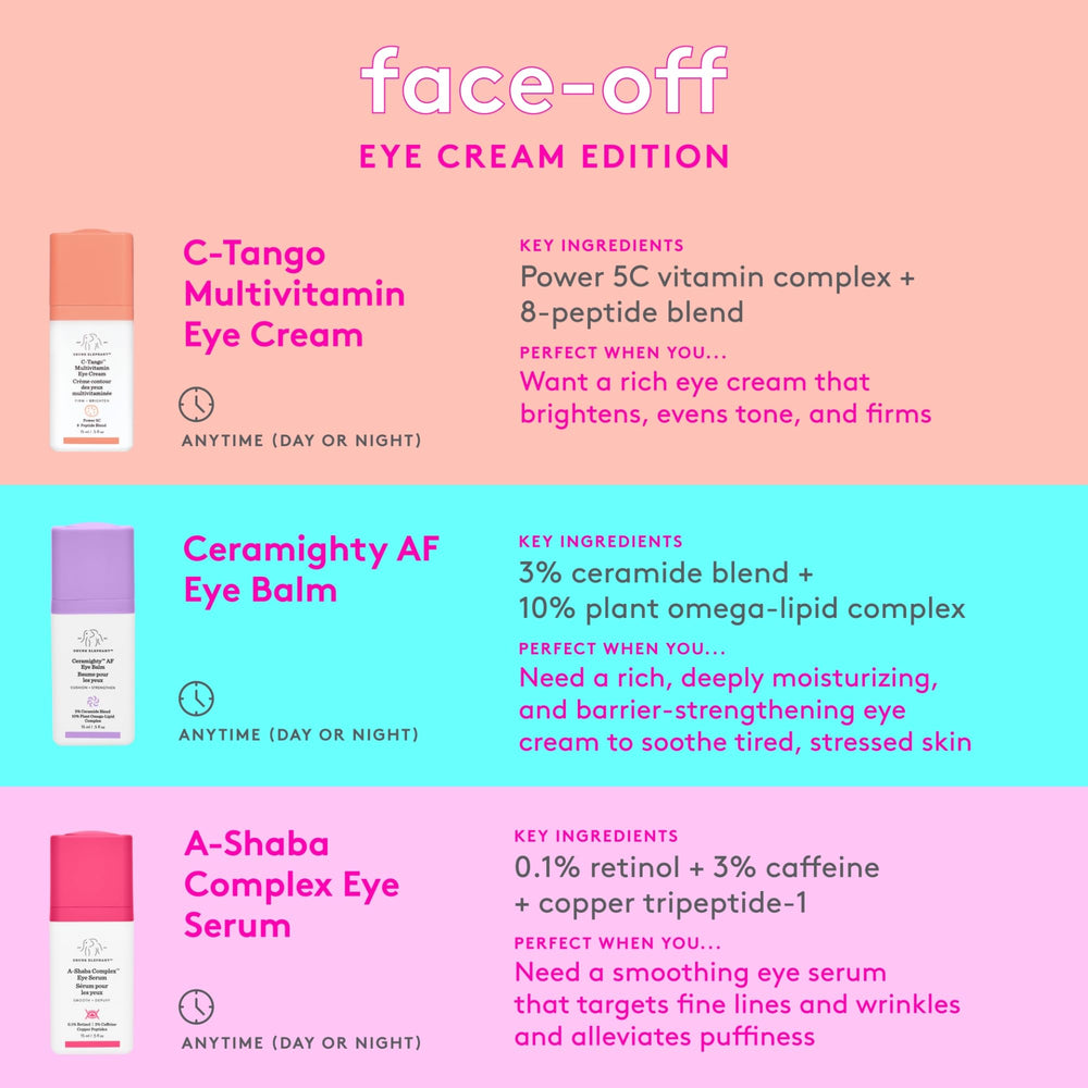 Drunk Elephant C-Tango eye cream night routine setup signals soothing evening care