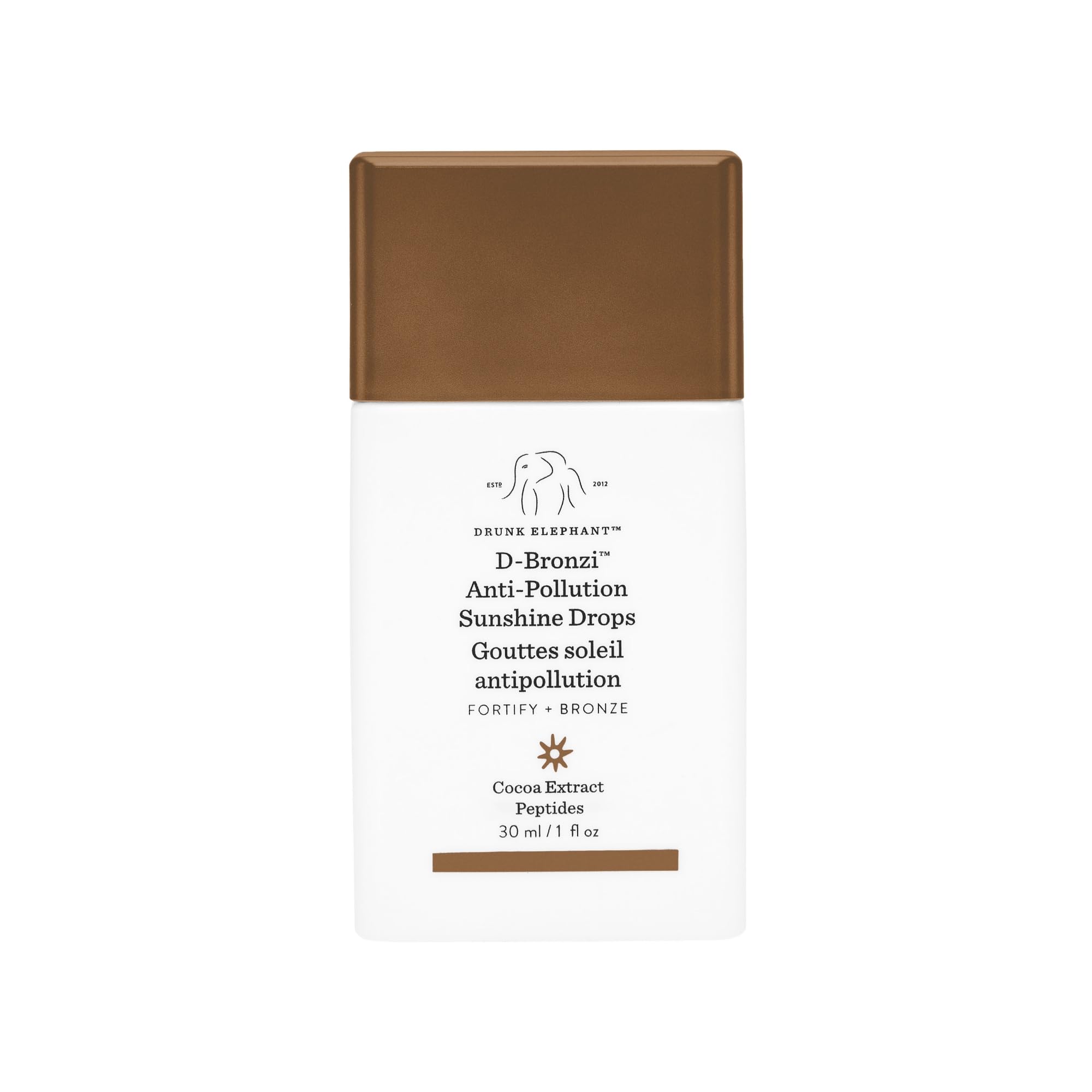 Drunk Elephant D-Bronzi Sunshine Drops bottle for a sun-kissed glow without sun damage.
