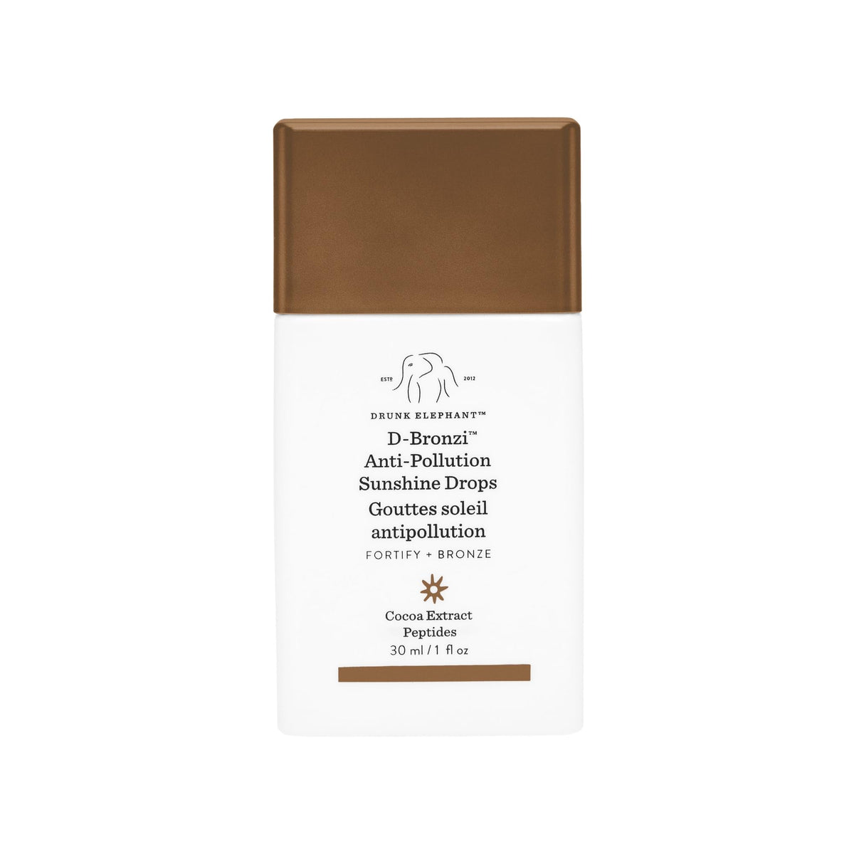 Drunk Elephant D-Bronzi Sunshine Drops bottle for a sun-kissed glow without sun damage.