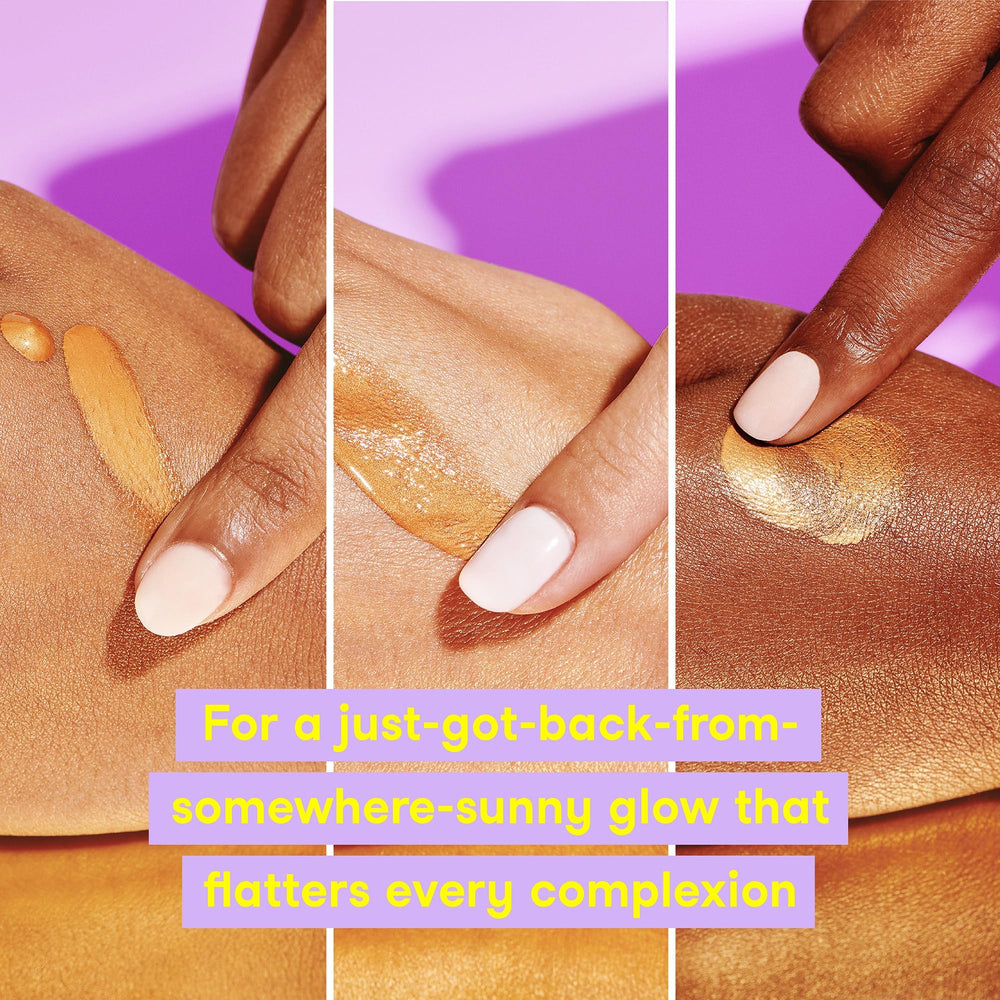 Drunk Elephant D-Bronzi Sunshine Drops cocoa antioxidant visual suggests soothing protection.