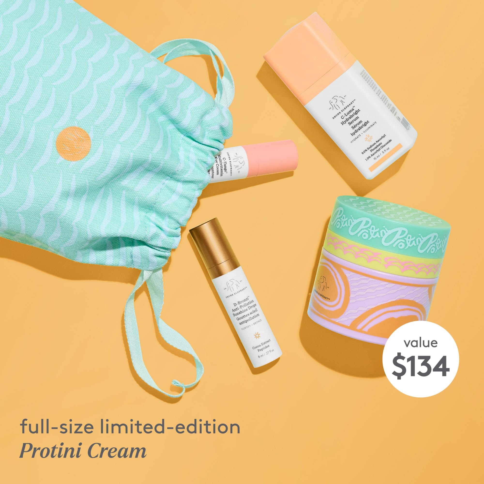 D-Bronzi bronzing serum bottle suggesting glow and warmth