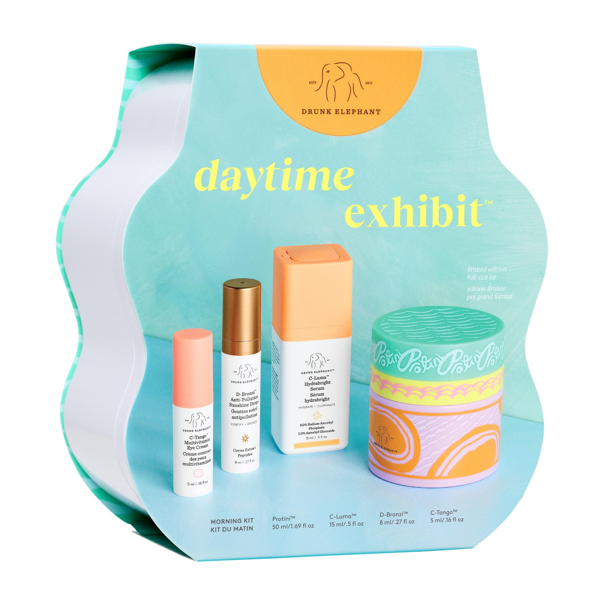 Morning routine scene with all four products laid out