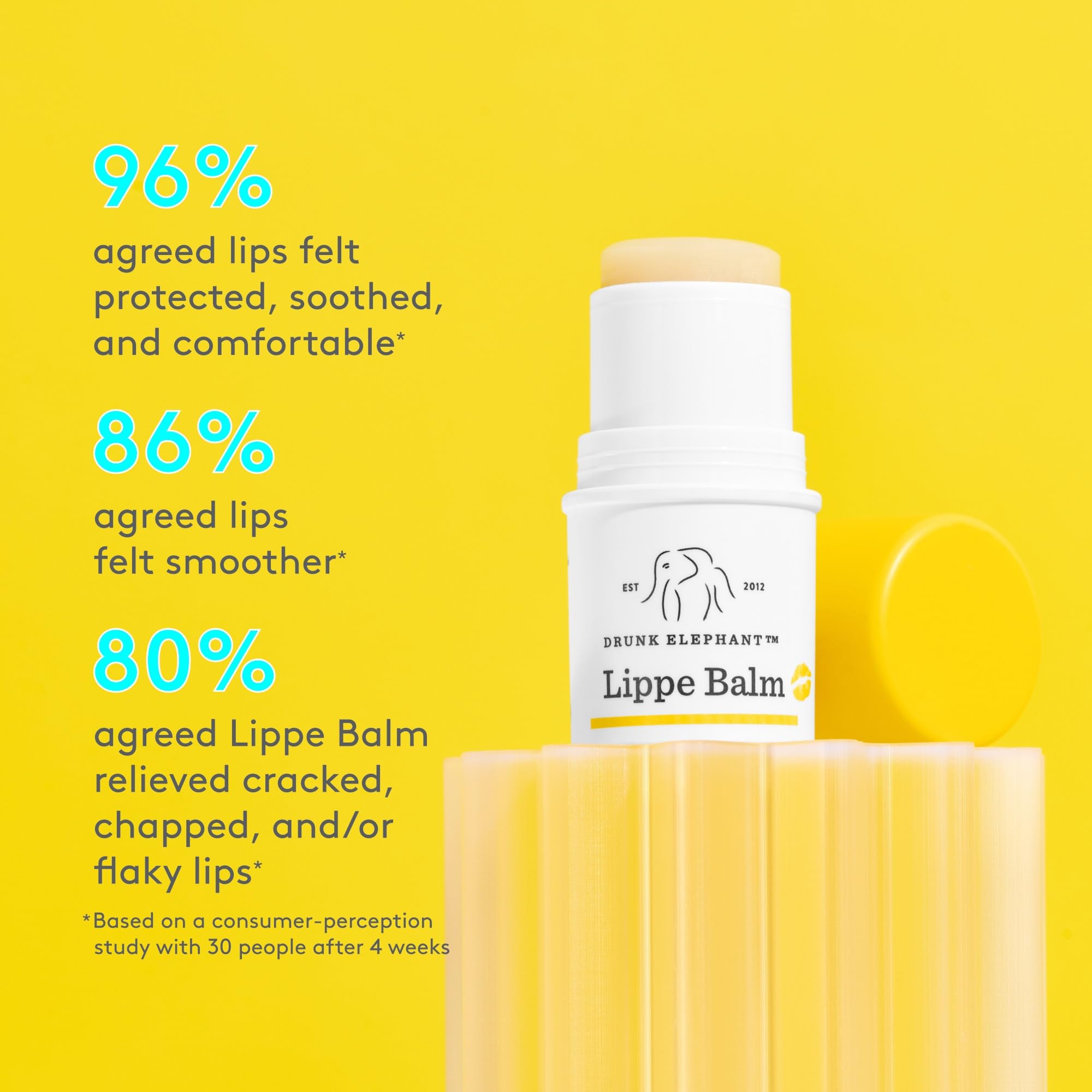 Close-up of Lippe Balm texture on lips shows rich, comforting glide.