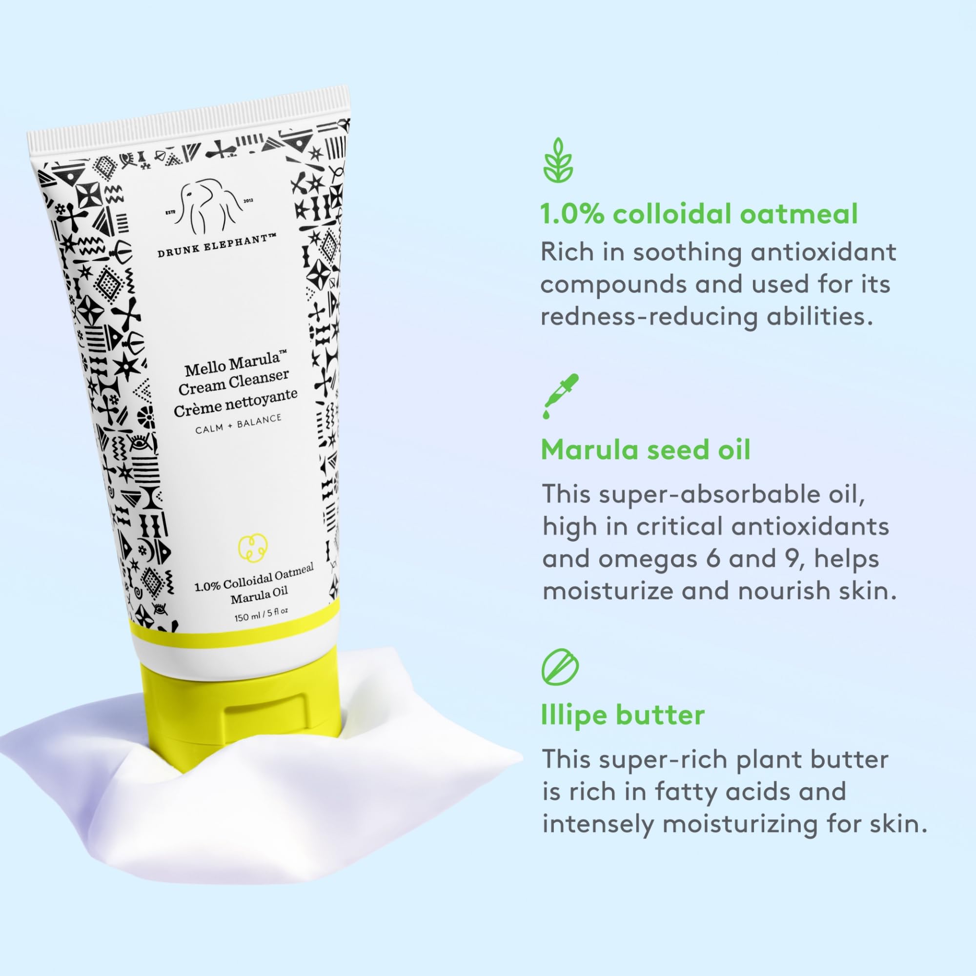 Marula seed oil ingredient providing nourishment and hydration after cleansing