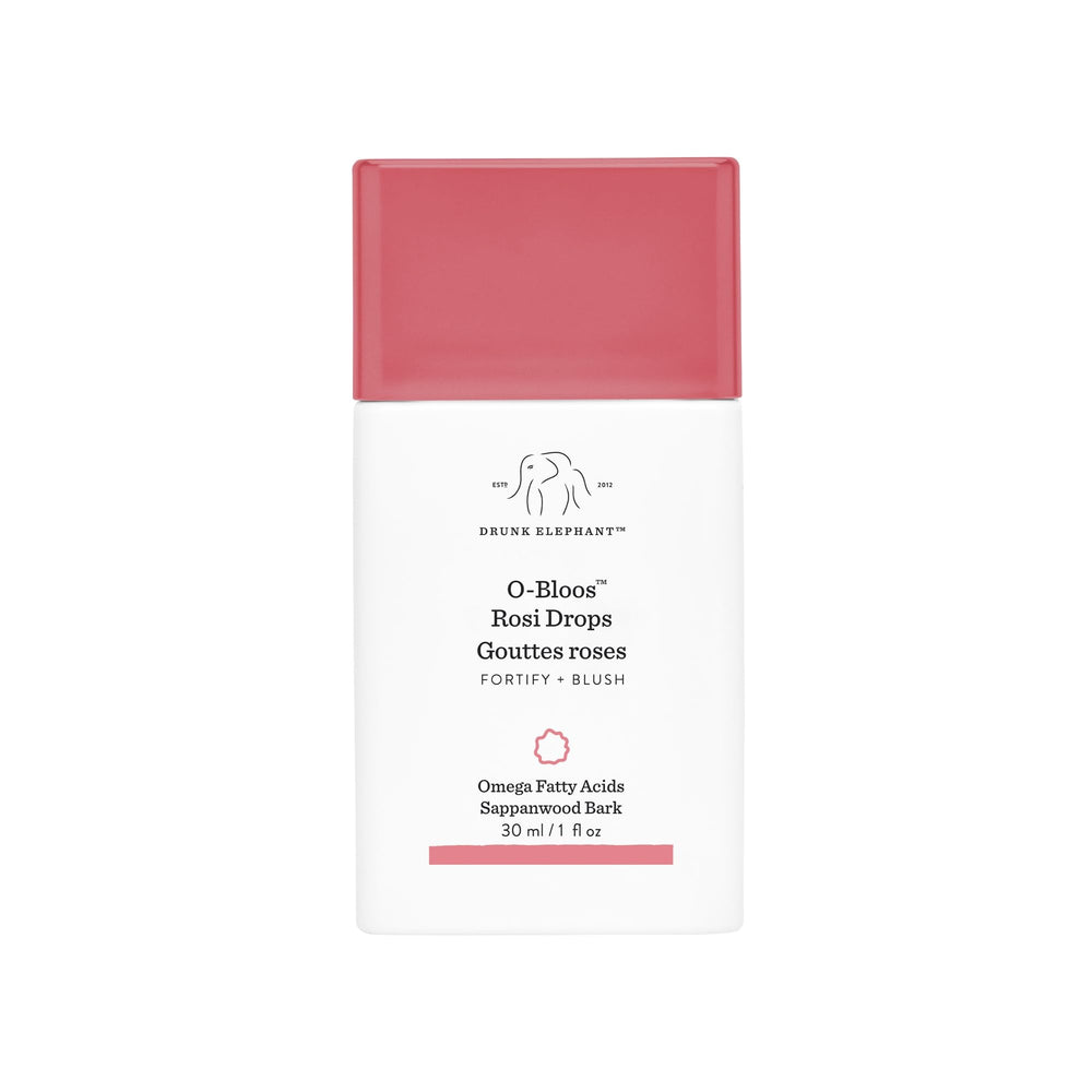 Drunk Elephant O-Bloos Rosi Drops bottle pour for easy color application.