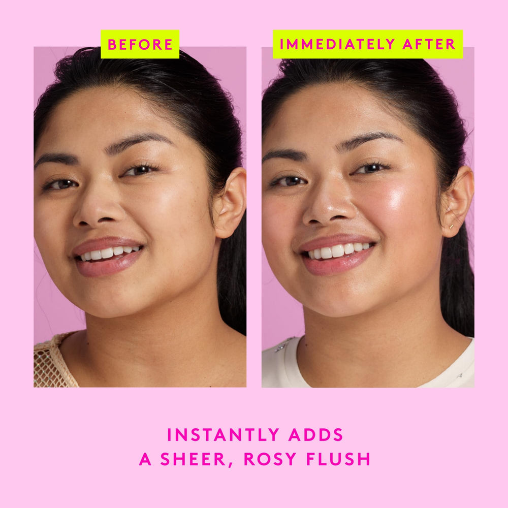 Drunk Elephant O-Bloos Rosi Drops mixed with serum for rosy tint.