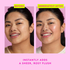 Drunk Elephant O-Bloos Rosi Drops mixed with serum for rosy tint.