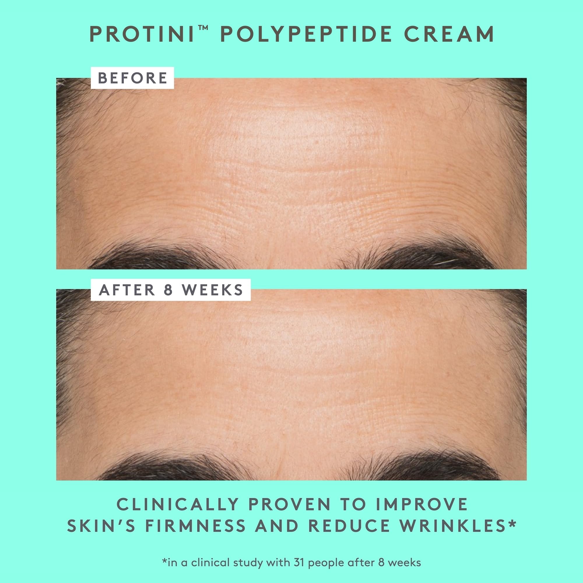 Drunk Elephant Protini cream swatch highlighting peptide-rich formula for improved texture.