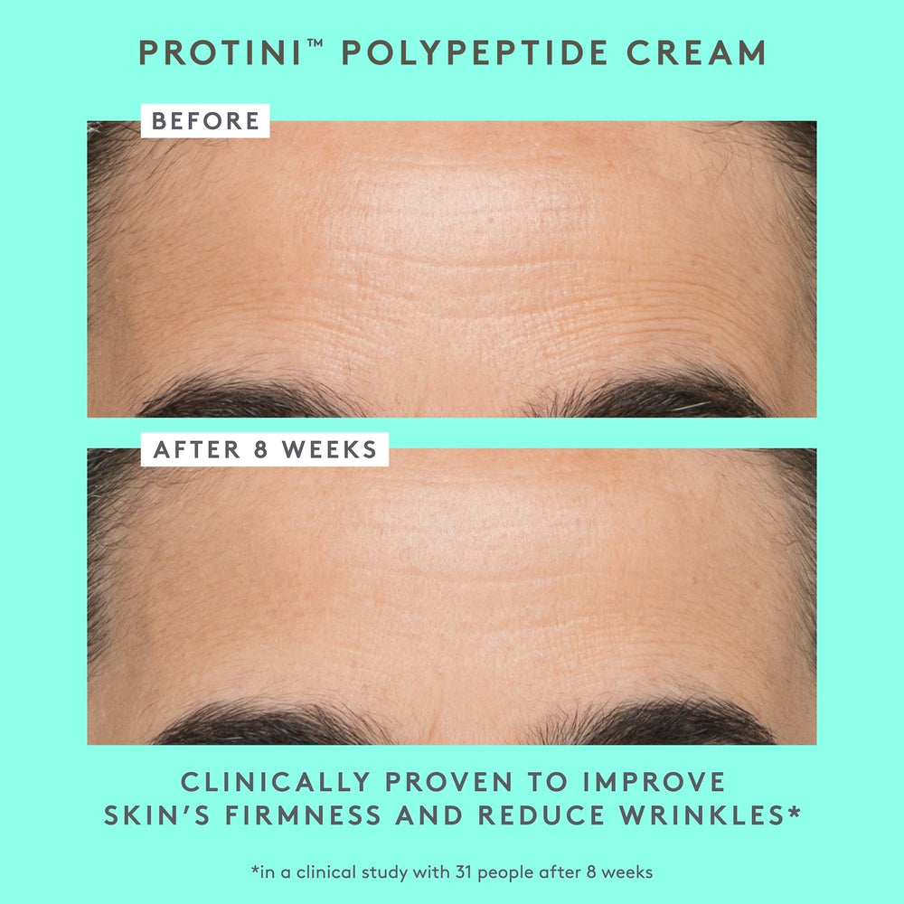 Drunk Elephant Protini cream swatch highlighting peptide-rich formula for improved texture.