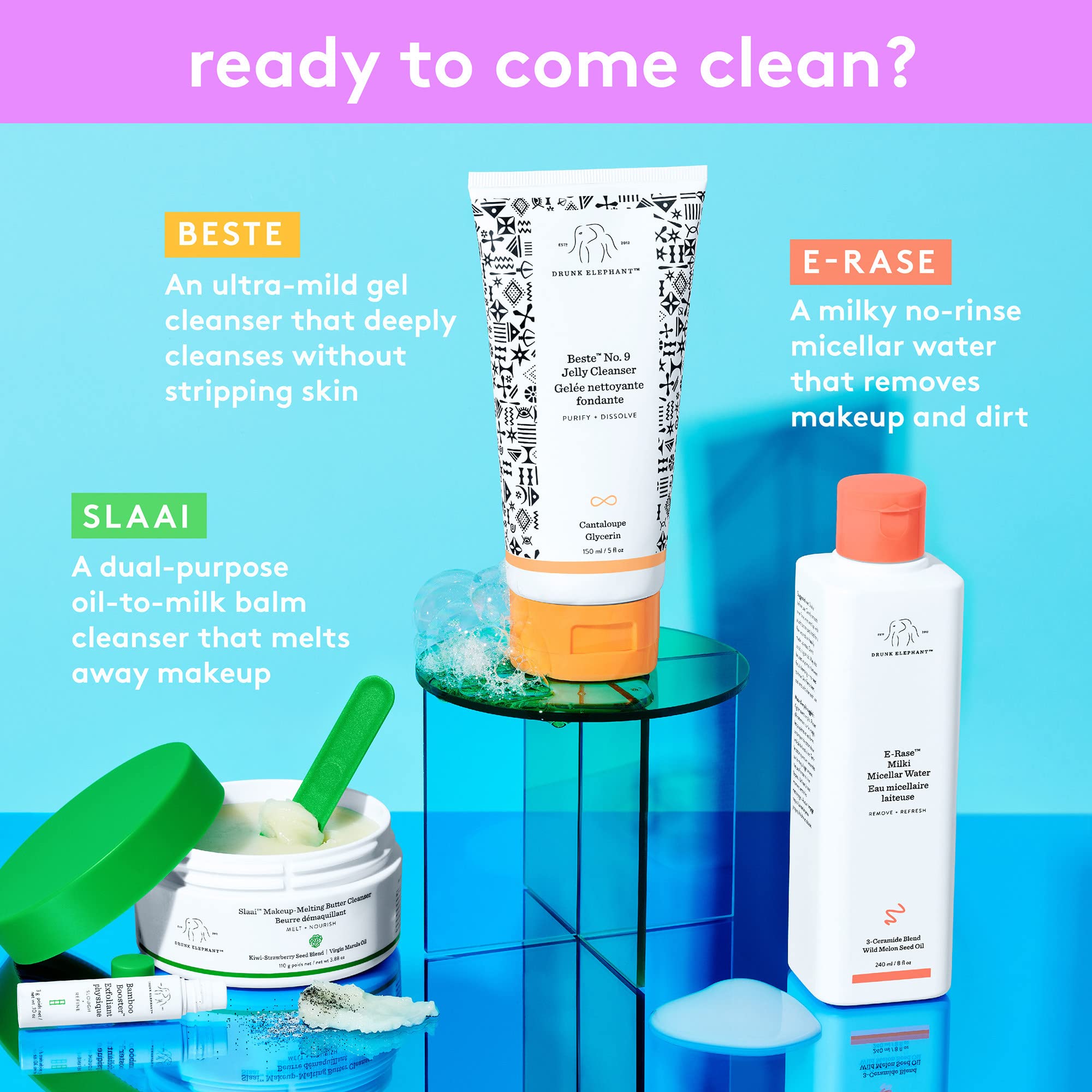 Drunk Elephant Slaai Bamboo Booster supports weekly skin refining exfoliation