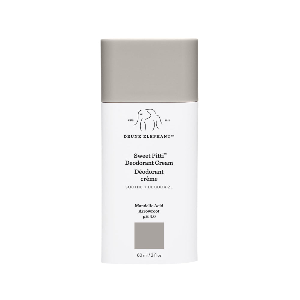 Drunk Elephant Sweet Pitti deodorant cream jar close-up for daily underarm care.