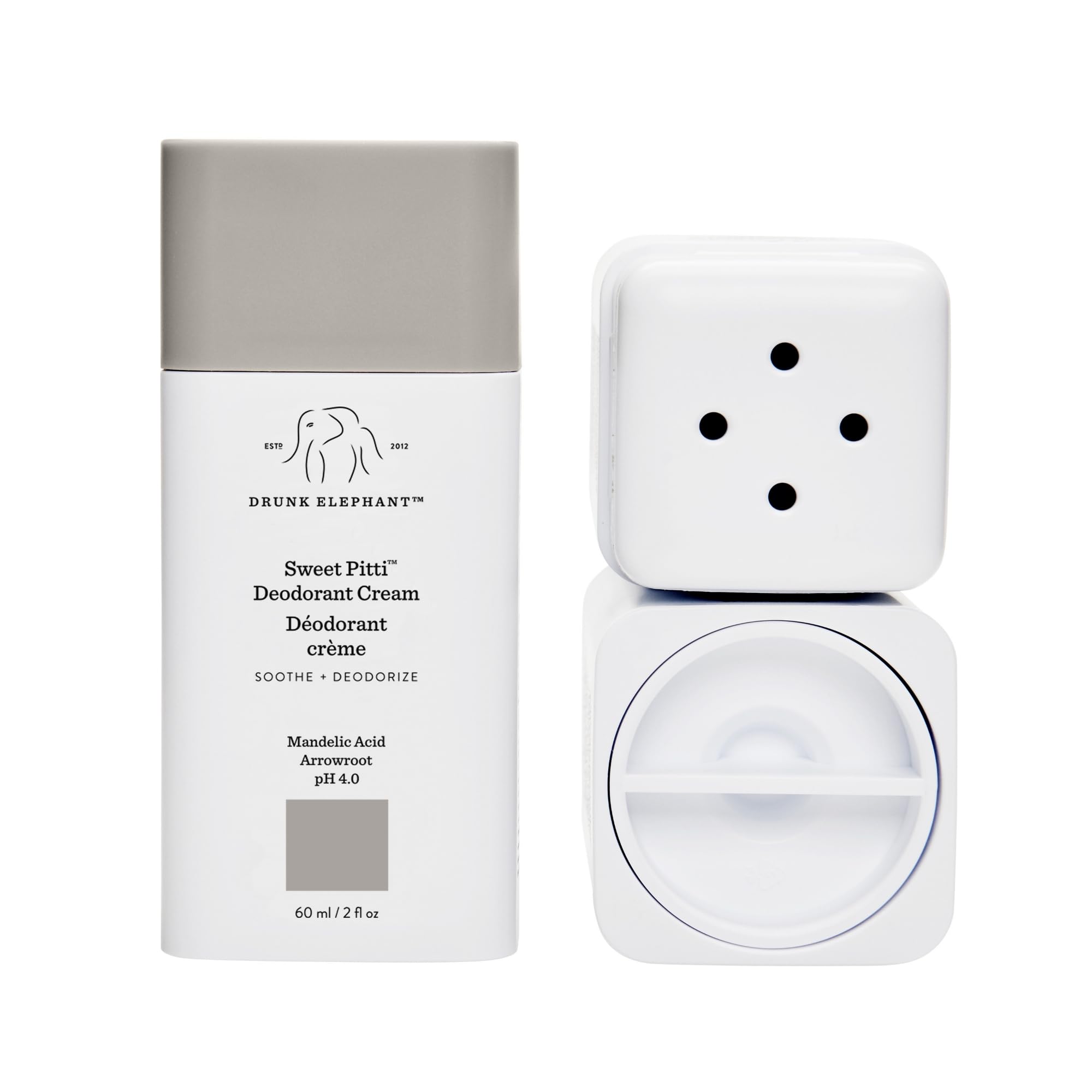 Drunk Elephant Sweet Pitti cream applied to underarm skin for gentle moisture.