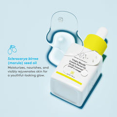 Drunk Elephant Virgin Marula Oil pour shot shows fast-absorbing moisture.