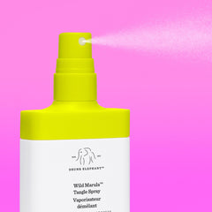 Drunk Elephant Wild Marula Tangle Spray provides heat protection for styled hair.