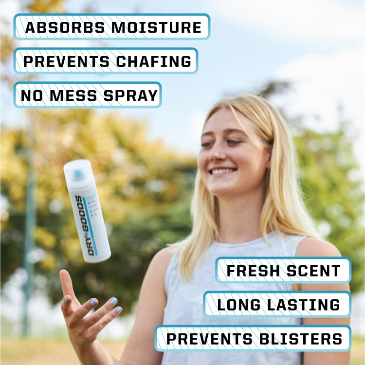 Dry Goods Original Athletic Spray Powder offers long-lasting protection during exercise