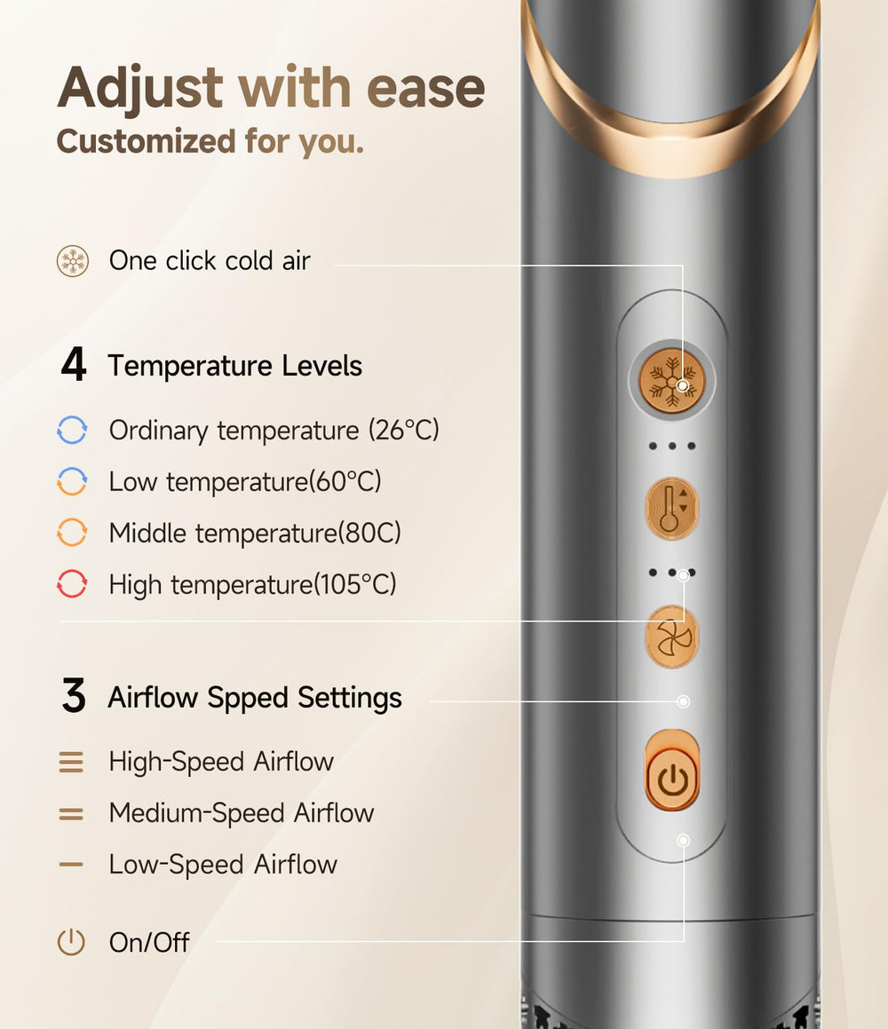 Dryhsip 8 in 1 hair styler left automatic suction wand in action for faster styling.