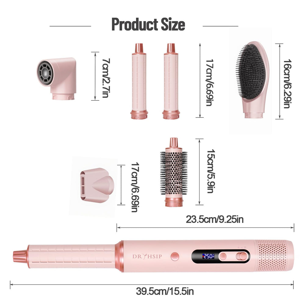 Dryhsip ergonomic pink handle enables comfortable prolonged styling