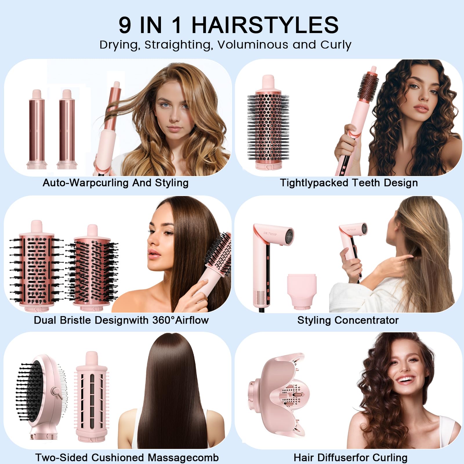 Dryhsip foldable hair styler ideal for compact travel.