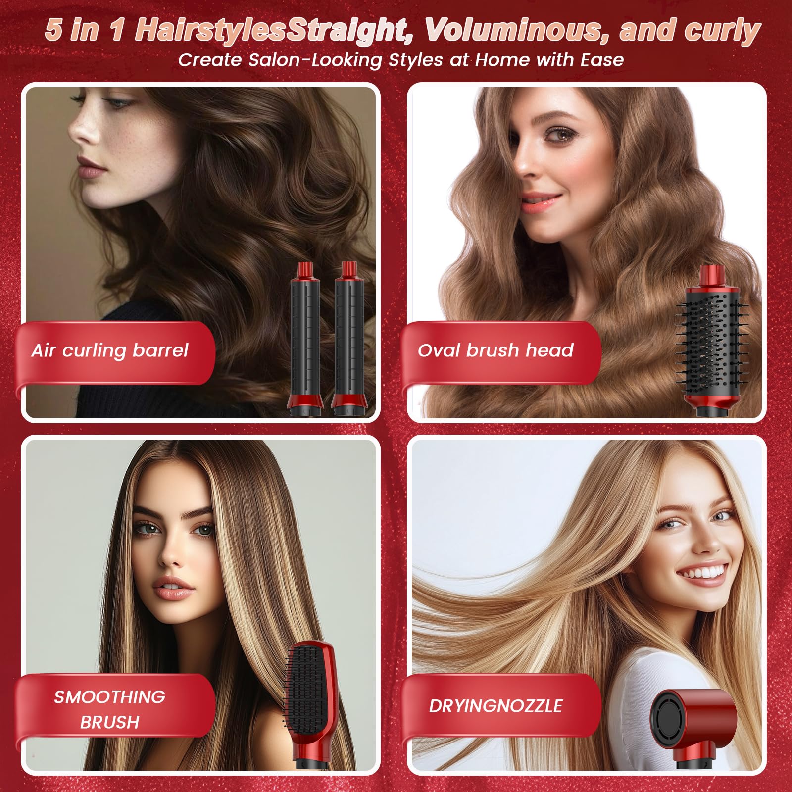 Dryhsip red-black styler design emphasizing modern, compact styling tool