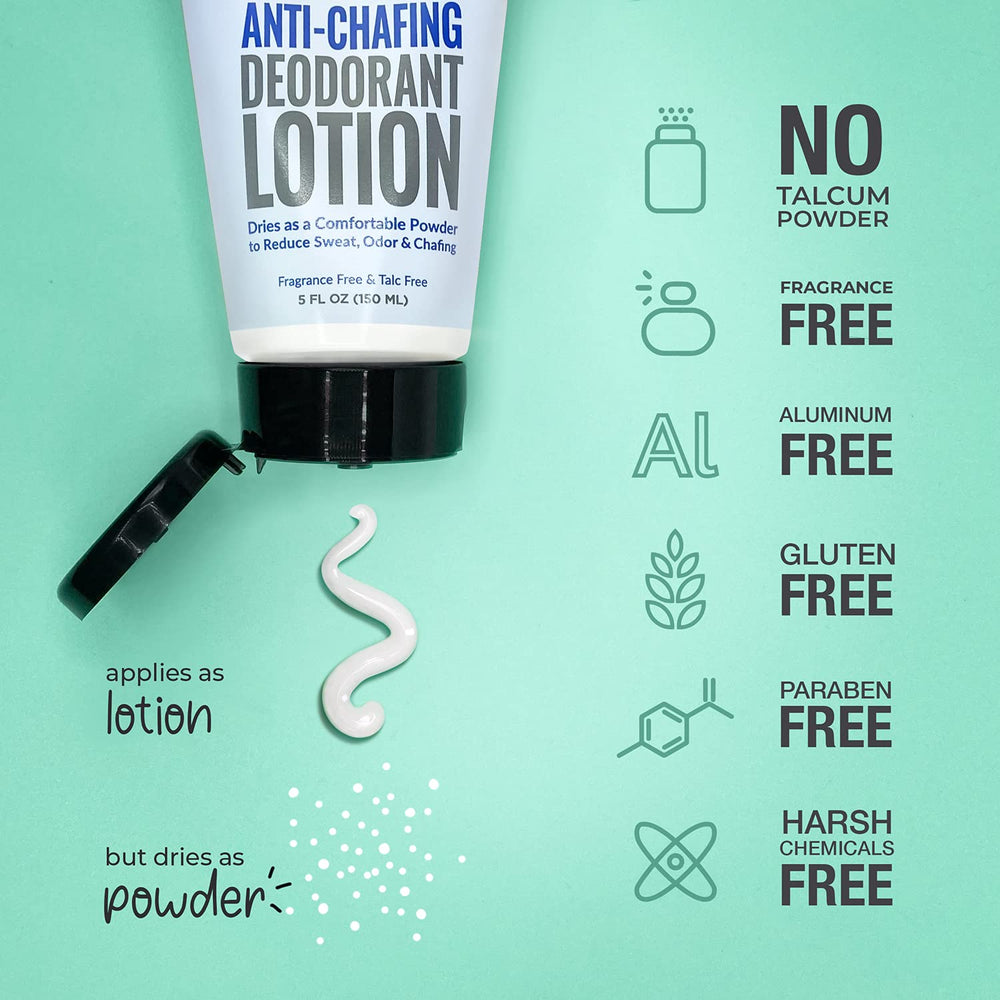 DRYYD unscented powder-cream texture conveys talc-free relief after activity.