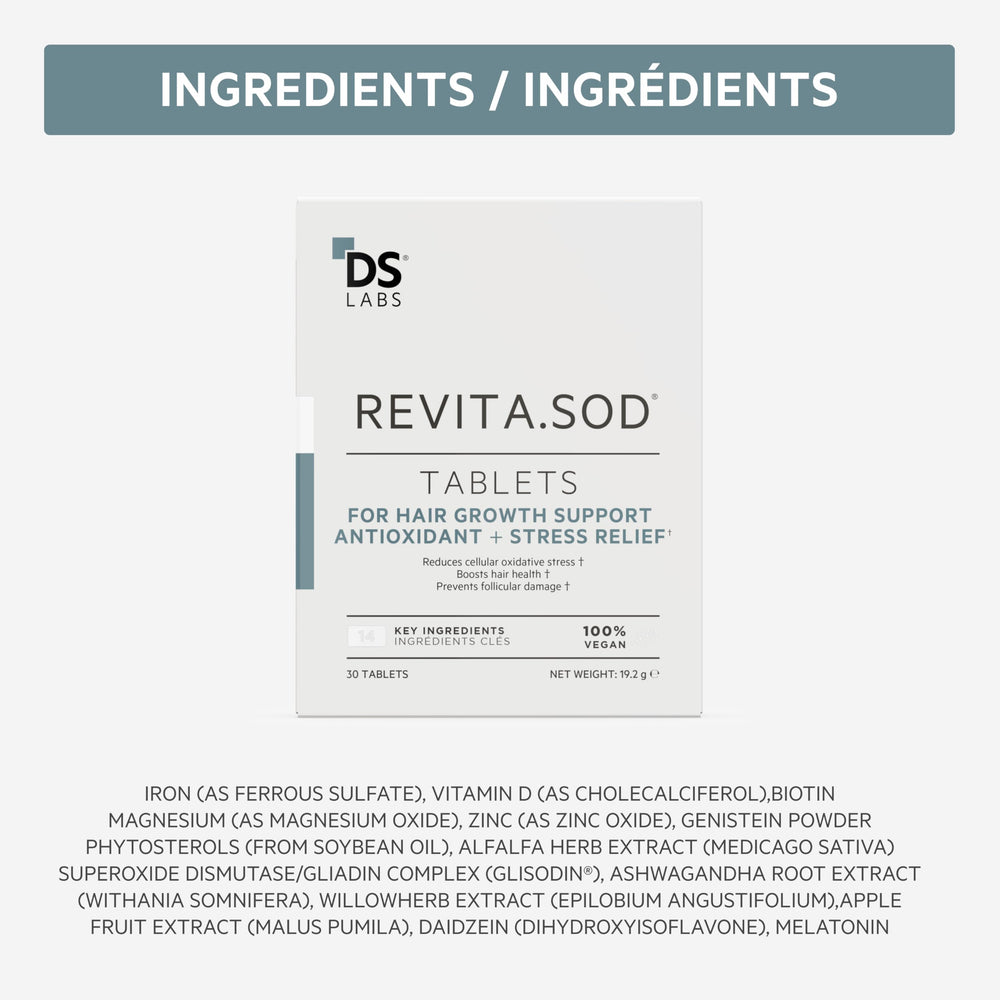 DS Laboratories Revita.SOD 30-tablet bottle indicating a month-long hair wellness supply