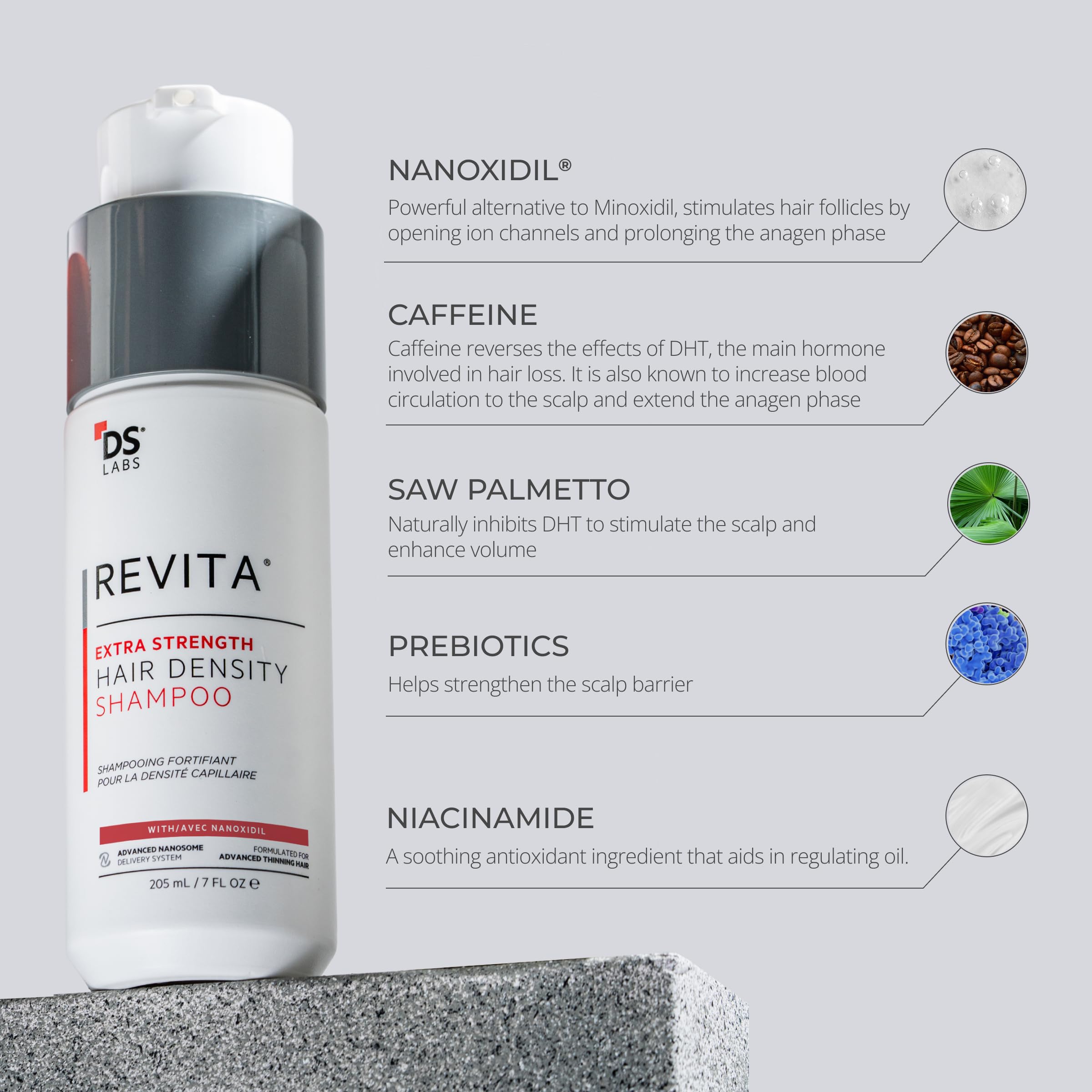 DS Labs Revita shampoo lather closeup suggesting cleansing action